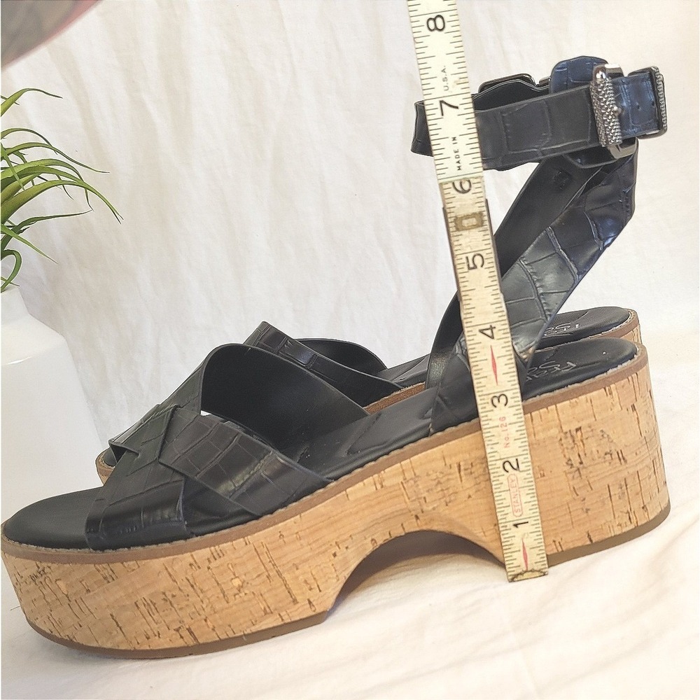 Franco Sarto Womens‎ 10M Black Chunky Platform Sandals Retro Boho y2k Vacation - Picture 7 of 9